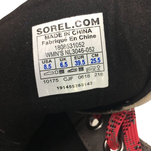 Sorel Lexie Wedge Lace Up Boots Women’s Size 8.5 Leather Canvas Quarry Gray - Picture 15 of 15